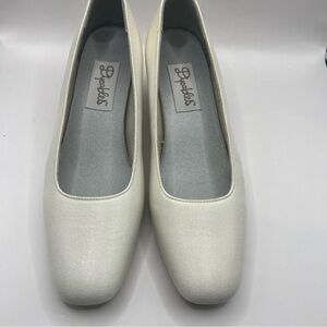 80's Womens Allie White Luxe Wedding Shoe/ Pumps, Sz 7M, Dyeable Shoes